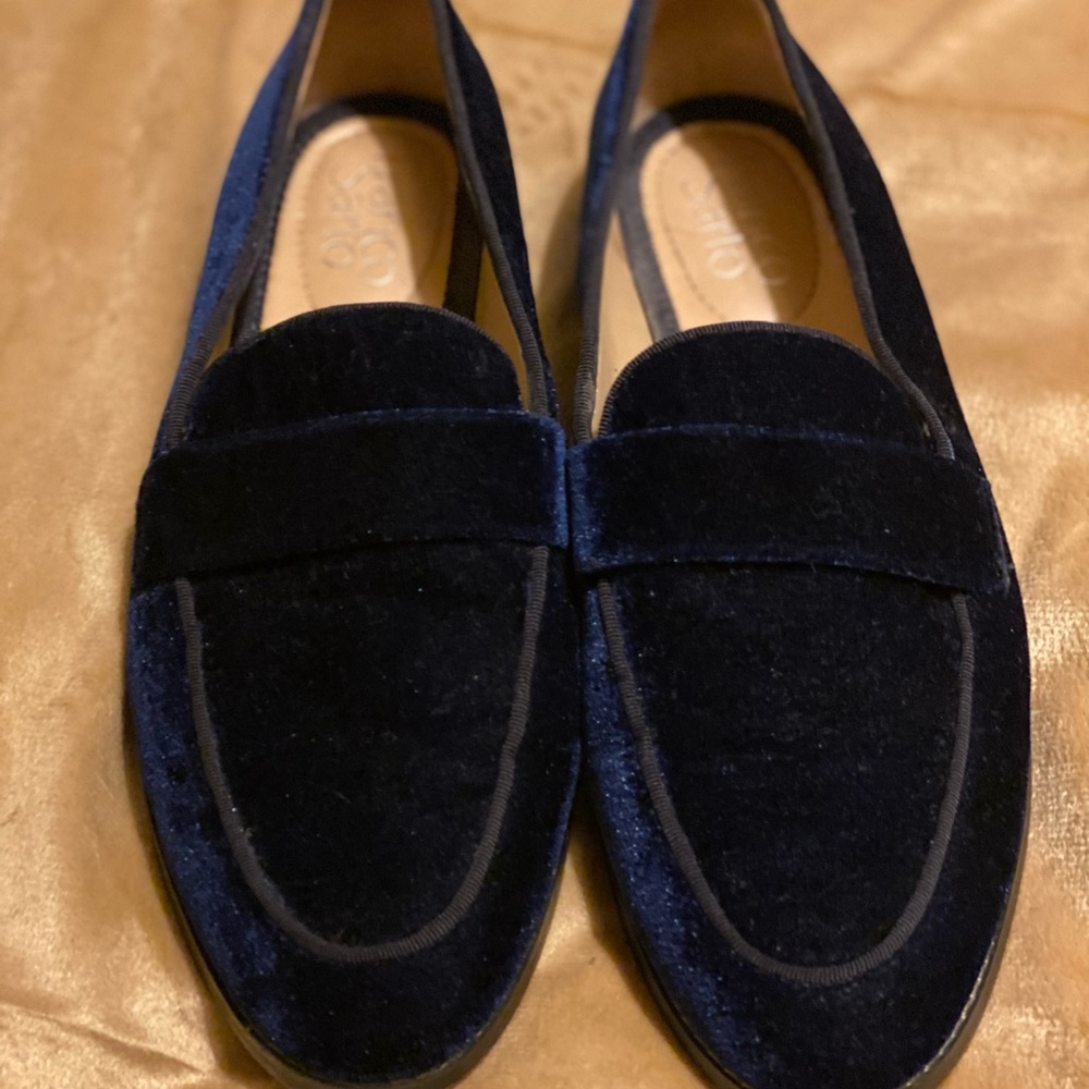 Franco Sarto blue velvet loafers 7.5